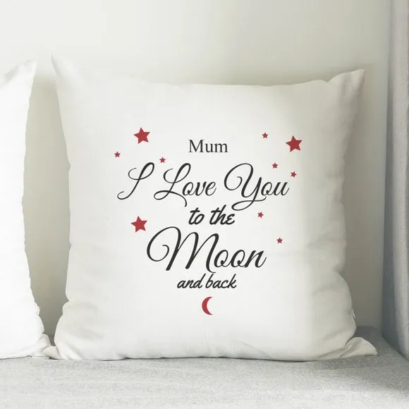 Personalised To The Moon & Back White Cushion 4