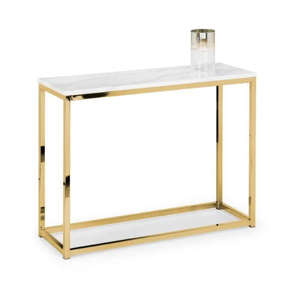 Scala Marble Effect Gold Console Table 2