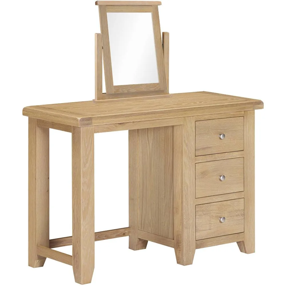 Seconique Windsor 3 Drawer Dressing Table & Mirror - Natural Oak in Light Oak 2