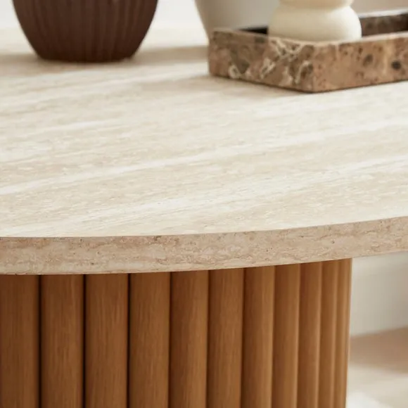 Lucin Travertine Effect 4 Seater Round Dining Table 3