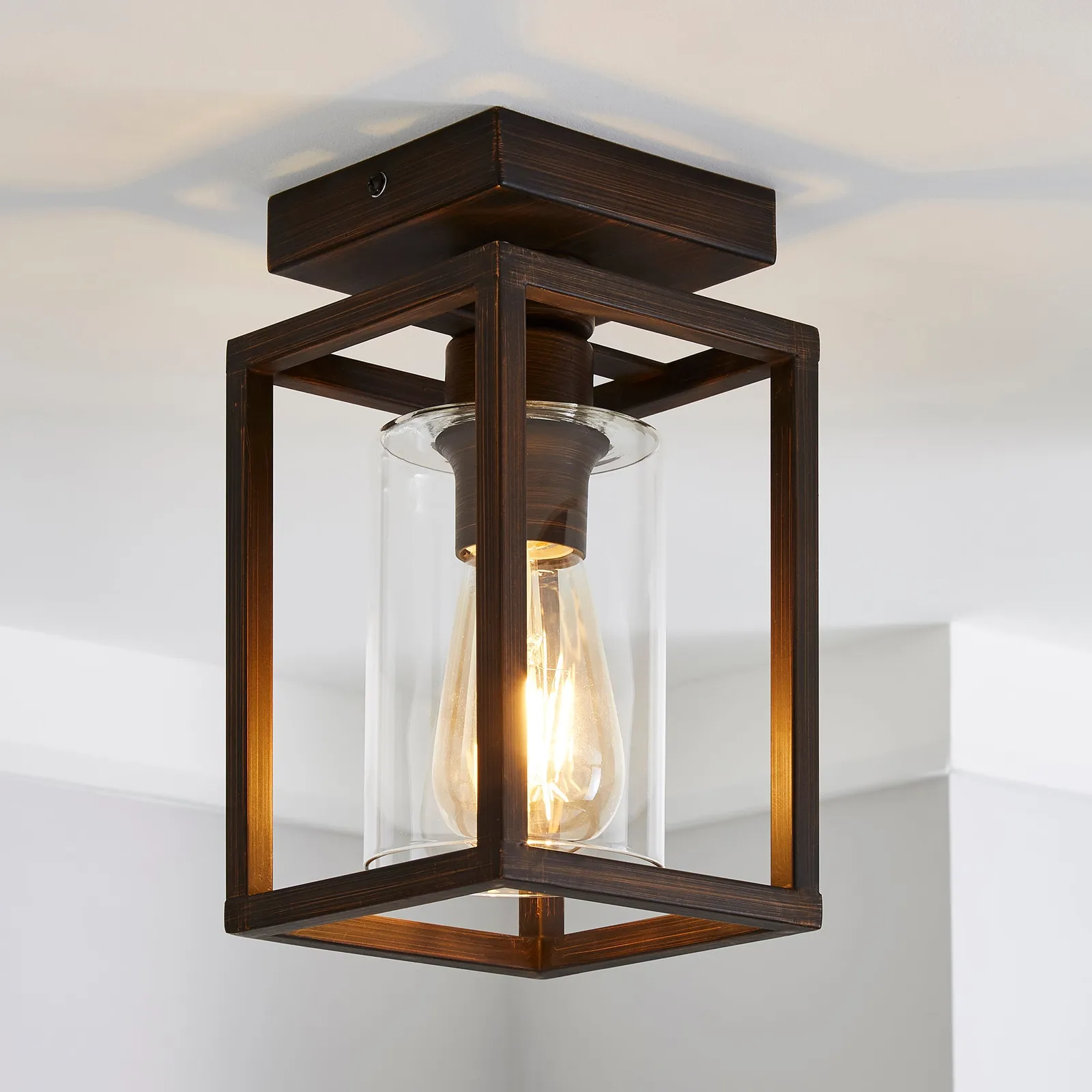 London Flush Ceiling Fitting Brown