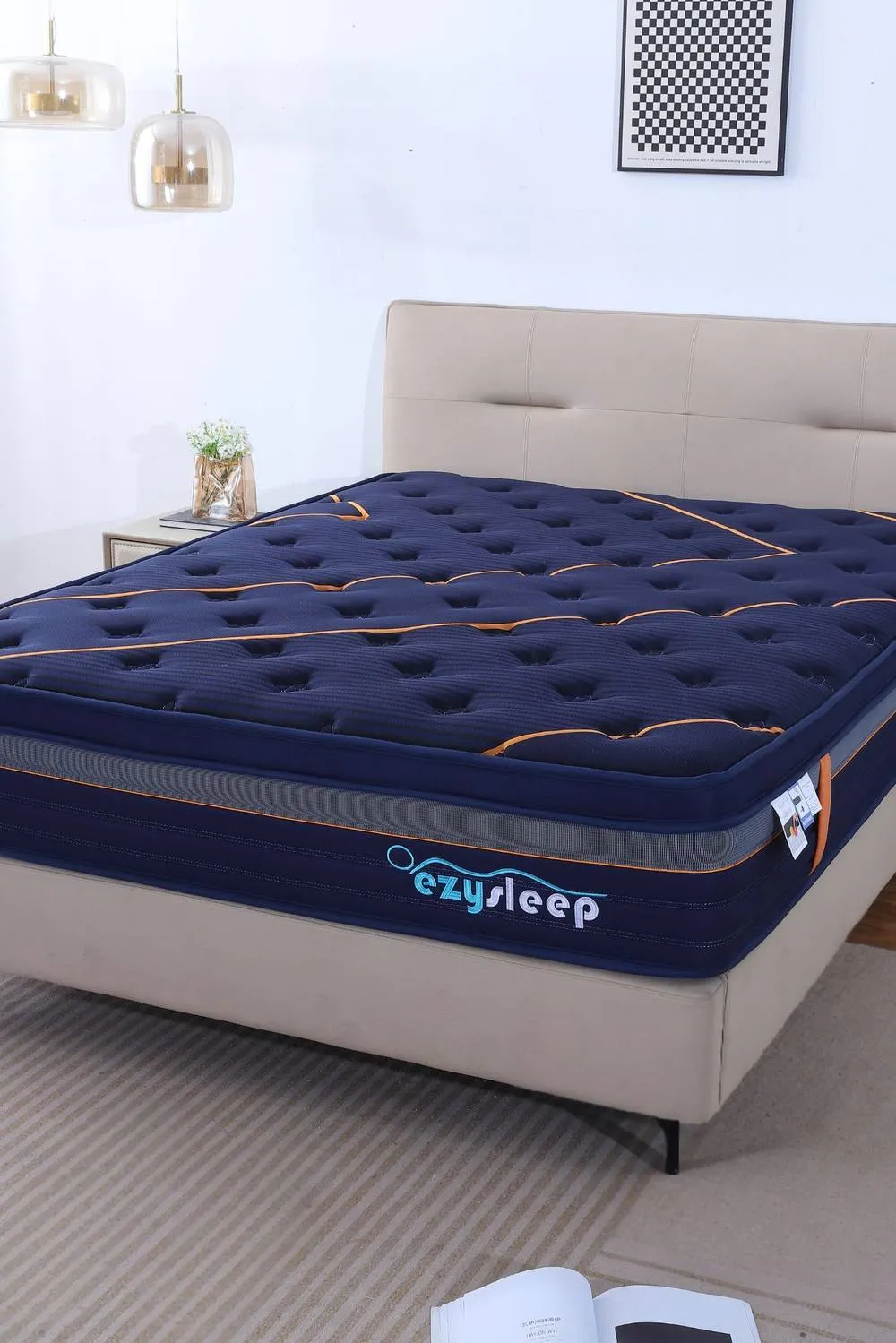 Ezysleep 30cm Saphire Harmony Spring Foam Mattress in Navy 2