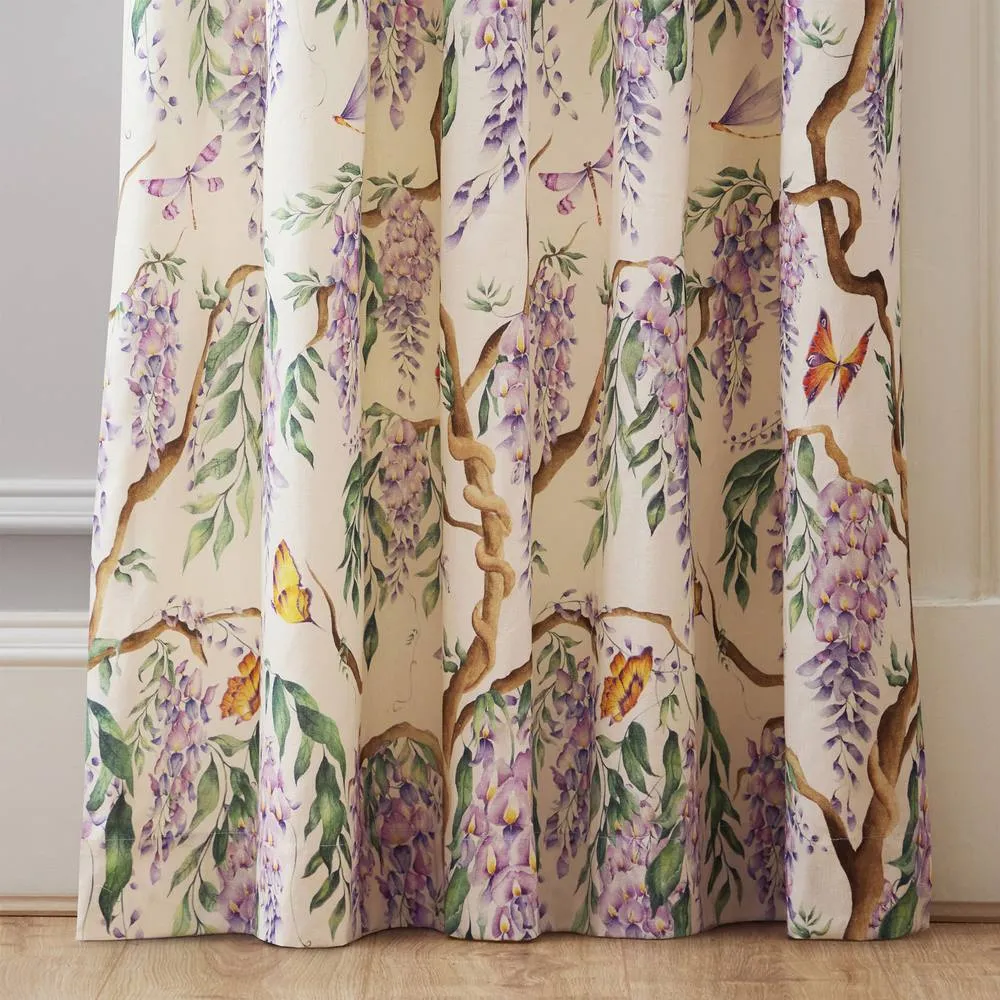 Voyage Maison Mariposa Fully Lined 100% Cotton Pencil Pleat Curtain Pair 4