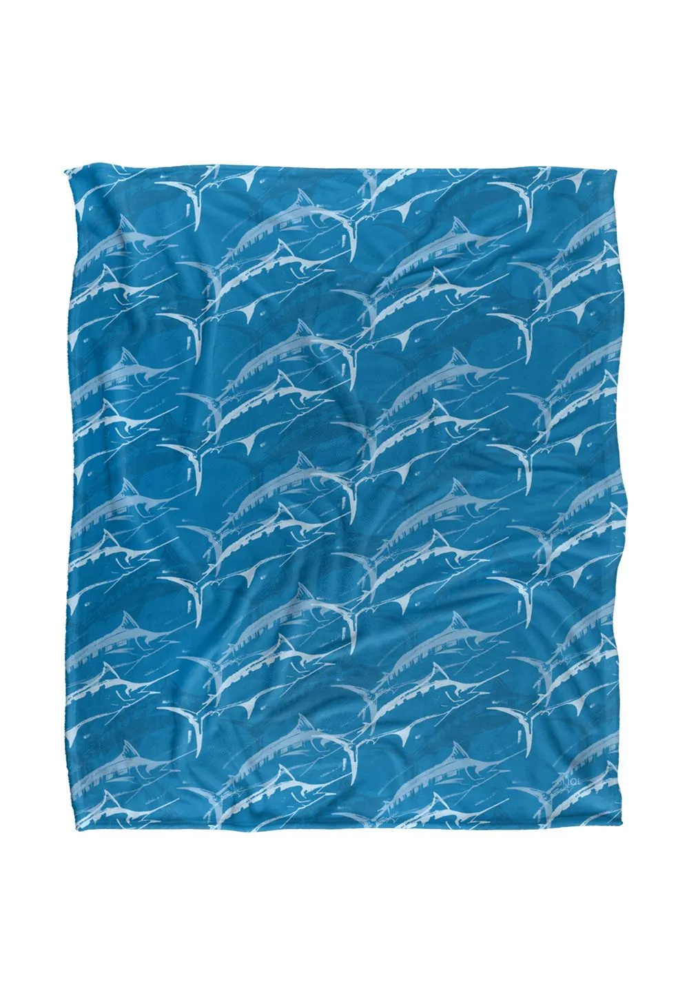JQ Licensing Jl-Jp Marlin Mosaic Fishing Pattern Silky Touch Super Soft Throw Blanket 152 X 127 cm in White