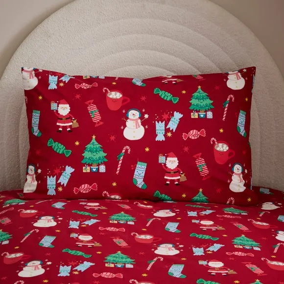 Traditional Christmas Duvet Cover and Pillowcase Set 4