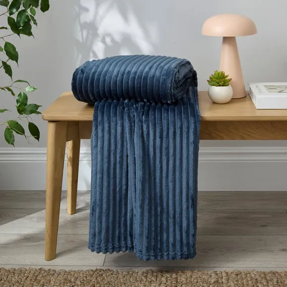 Ribbed Fleece Throw Blanket 200cm x 200cm 1