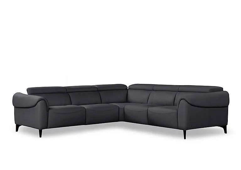 Nicole Large Leather Corner Sofa - Torello Blu