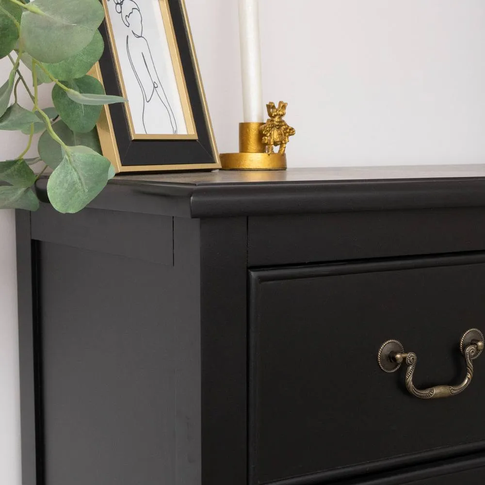 Melody Maison Black 4 Drawer Chest / Console Table With Shelf - Briggs Range 6