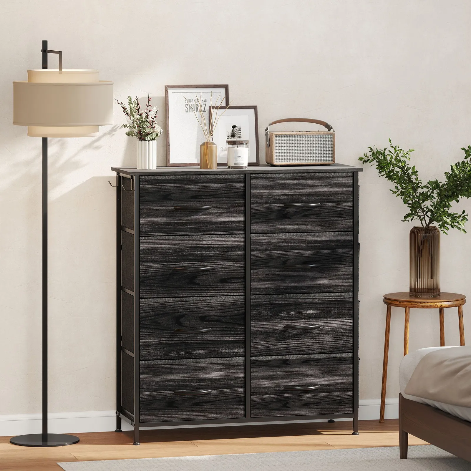 HOMCOM Fabric Chest of Drawers, Drawer Dresser for Bedroom in Black 1