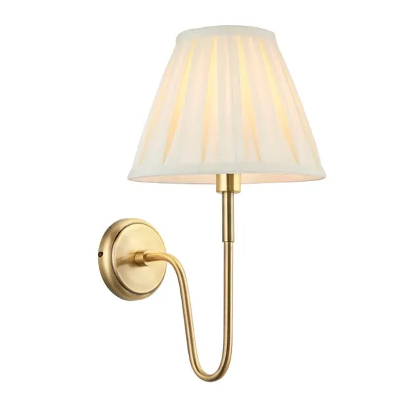 Vogue Roa Art Deco Wall Light with Cream Carlo Pleated Lamp Shade 4