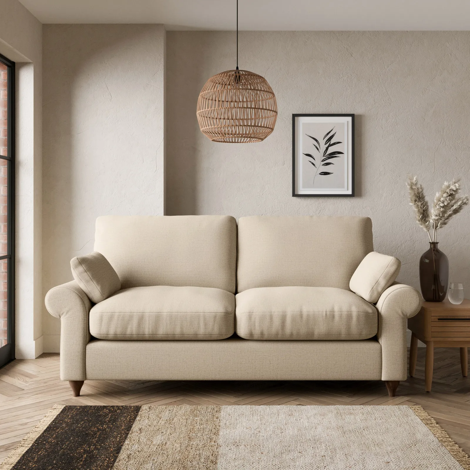 Salisbury Textured Weave 2 Seater Sofa Beige