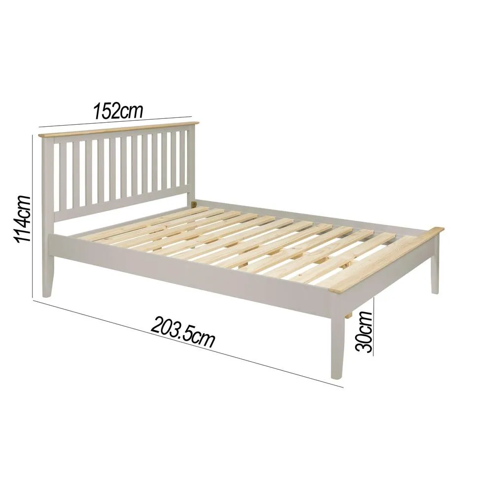 Statement Furniture Pembroke Double Bed Frame 4ft6 with Slatted Headboard in Stone 3