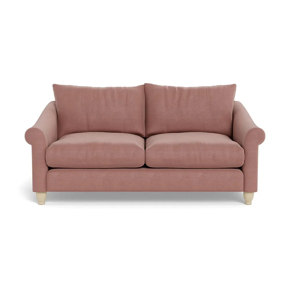 Heal's Devon 3 Seater Smart Luxe Velvet Dusky Pink Natural Beech Feet