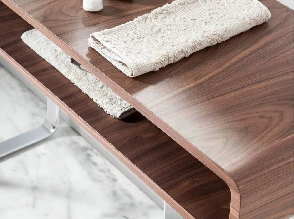 Angel Cerda Walnut Veneer Console Table with Chrome Legs in Brown 5