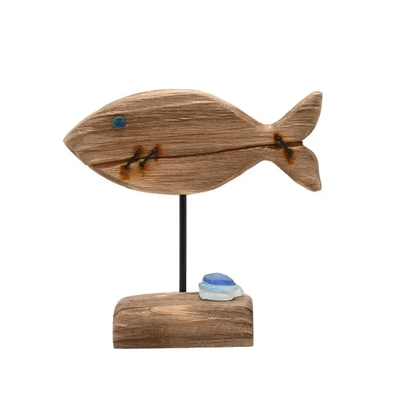 Love Life By The Sea Driftwood & Sea Glass Fish Ornament 2