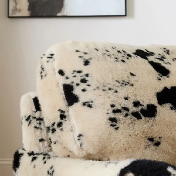 Beatrice II Cow Print Faux Fur Snuggle Chair 3