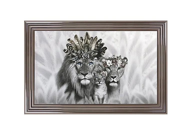 Lion Family 1 Cub Framed Art