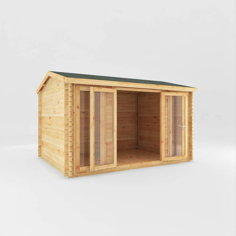 Mercia 4 x 3 m Home Office Studio 44 mm Log Cabin - L314.2 x W403.6 x H260 cm in Light Brown 2