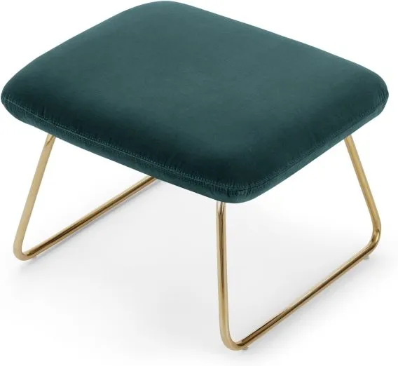 Frame Footstool, Petrol Cotton Velvet with Bright Gold Frame