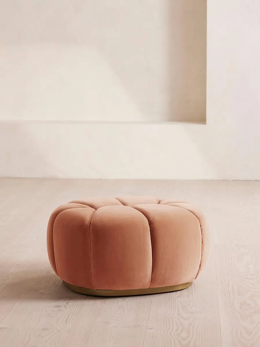 Garret Footstool, Velvet, Antique Rose