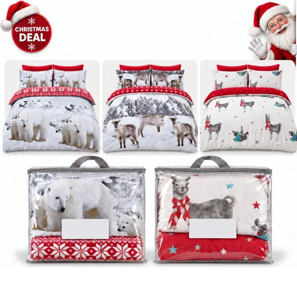 Smart Living 2 Pack Christmas Duvet Cover Sets - Assorted Festive Bedding