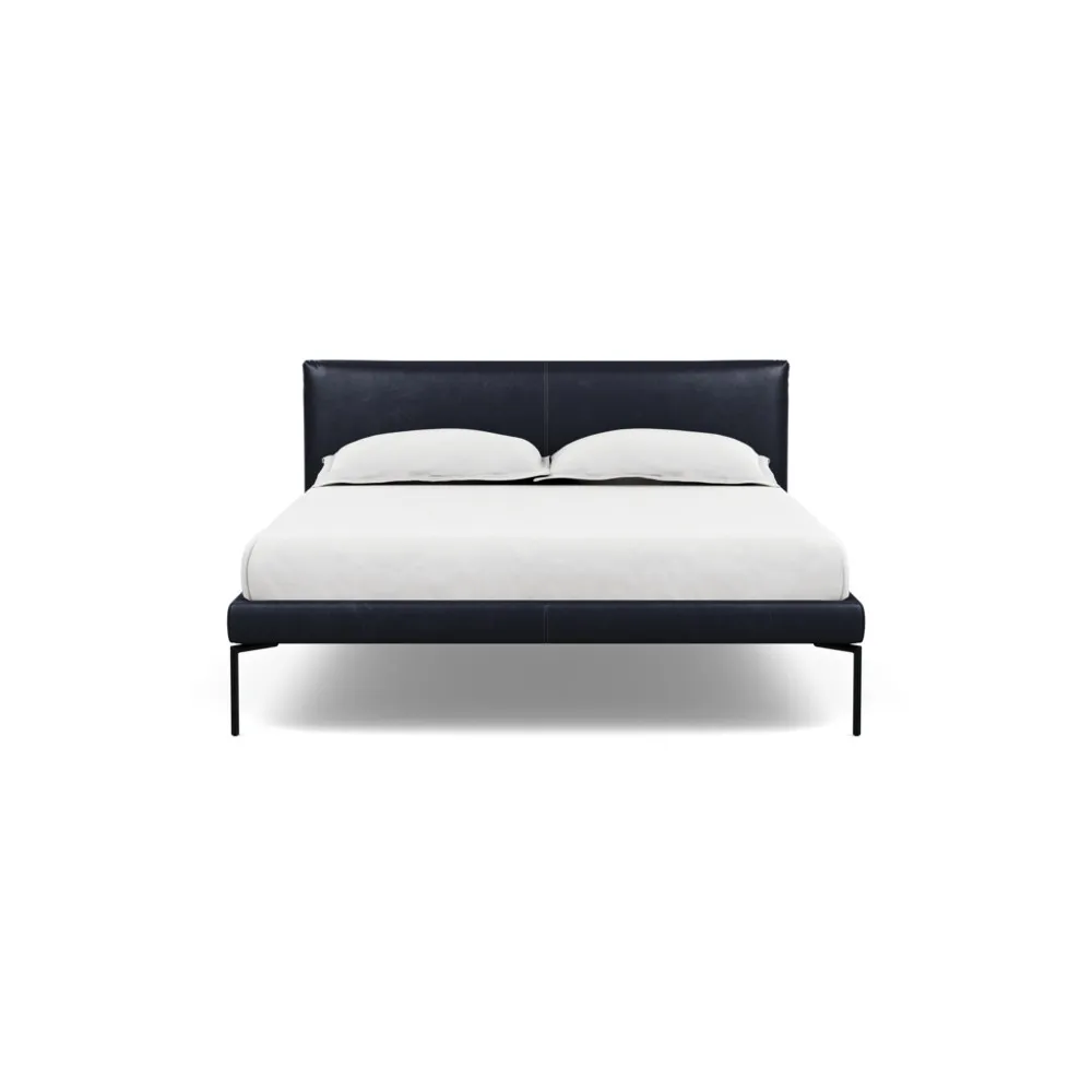 Heal's Matera Bedstead Double Leather Stonewash Black 263