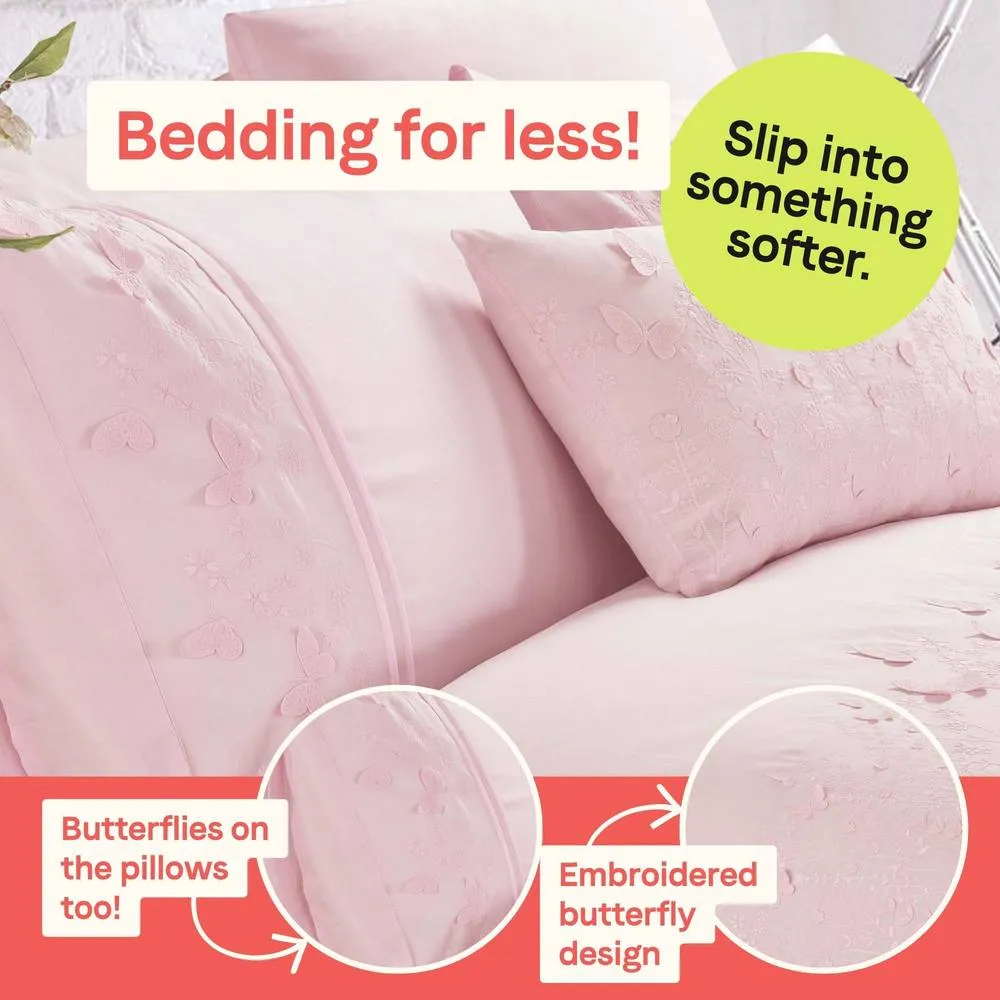 Rapport Home Papillon Polycotton Duvet Cover Set with Pillowcase in Dusty Pink 3