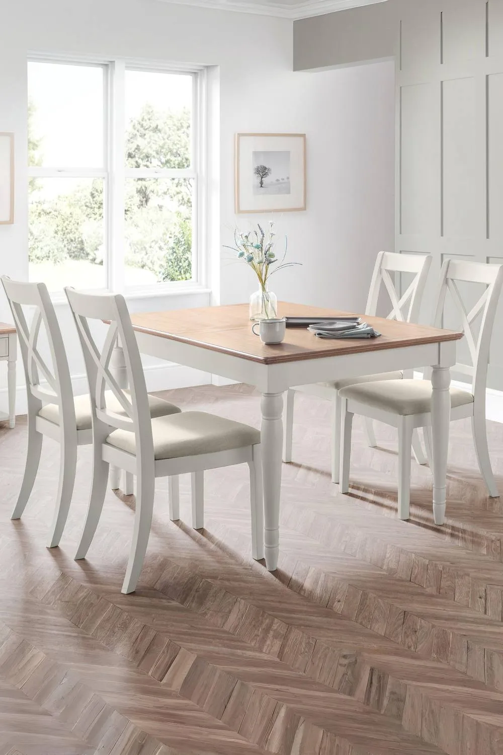 Julian Bowen Provence Rectangular Extending 4-6 Seater Dining Table in Light Grey 3