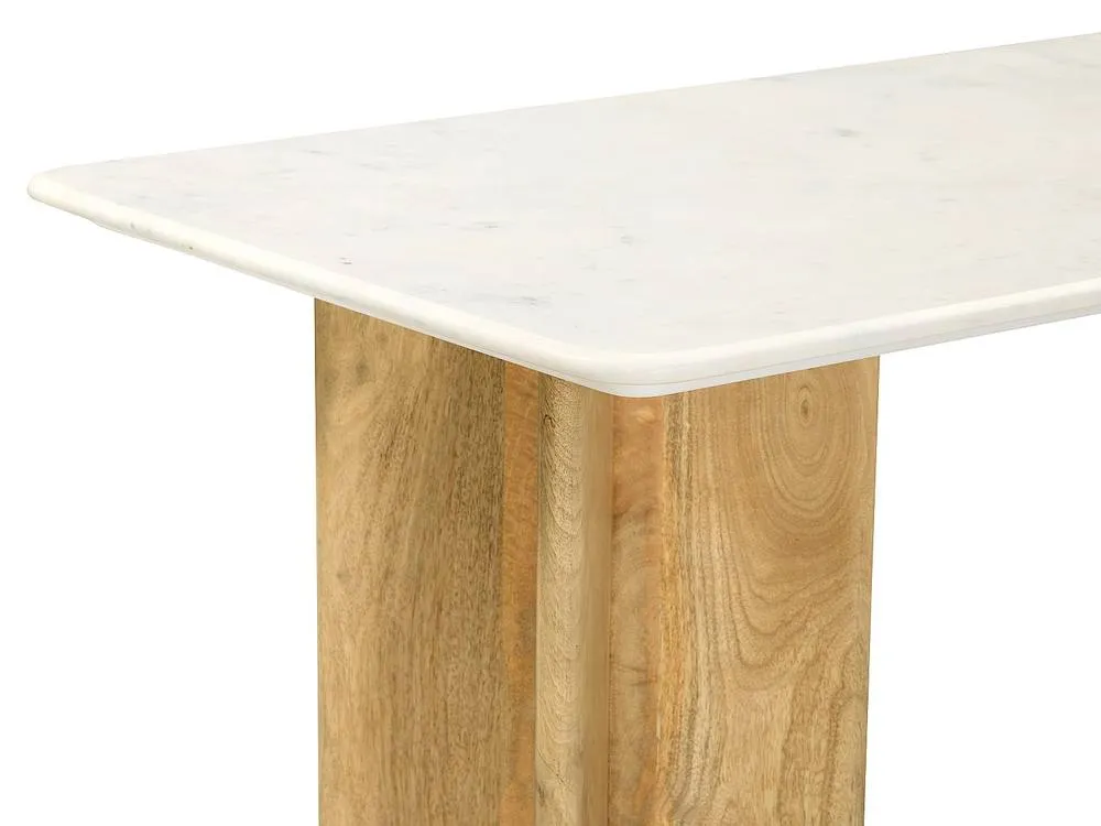 Vente-unique Coffee Table In Marble & Mango Wood - White & Light Natural 6