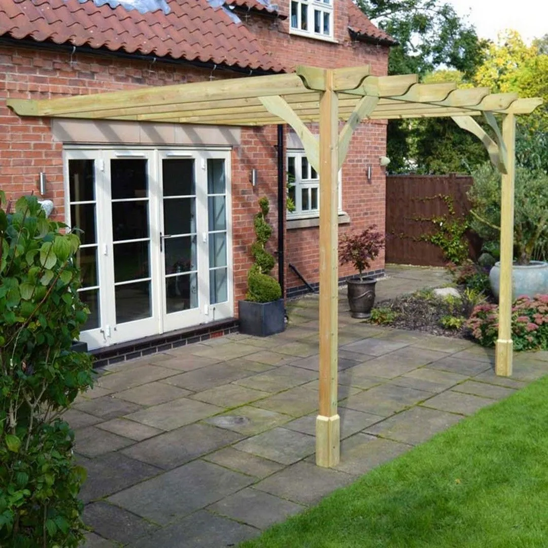 Rutland County Garden Furniture Ltd Wall Mounted Premium Pergola, Wood, L300 x W360 x H270 cm, Light Green 4