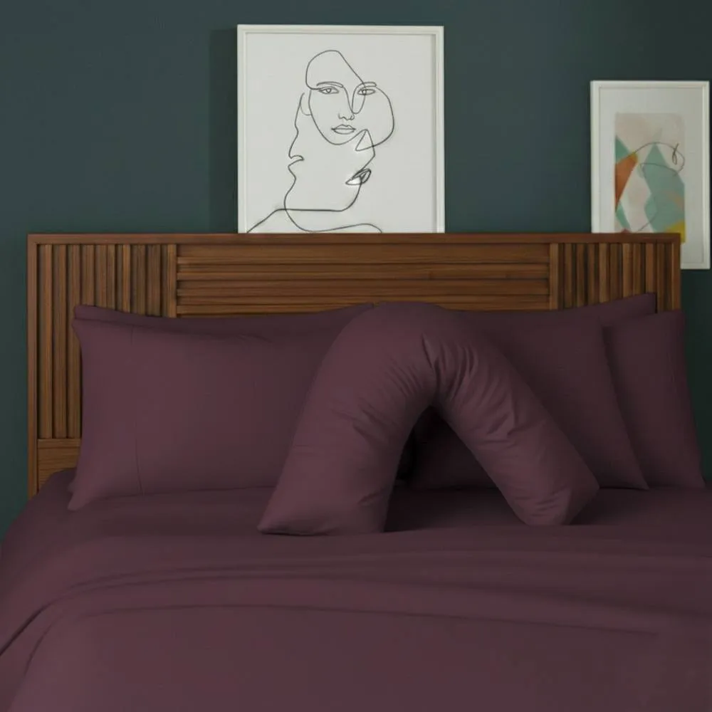 Snug City V Shape Pillowcase for Support Maternity Pillows Polycotton Easy Care in Plum