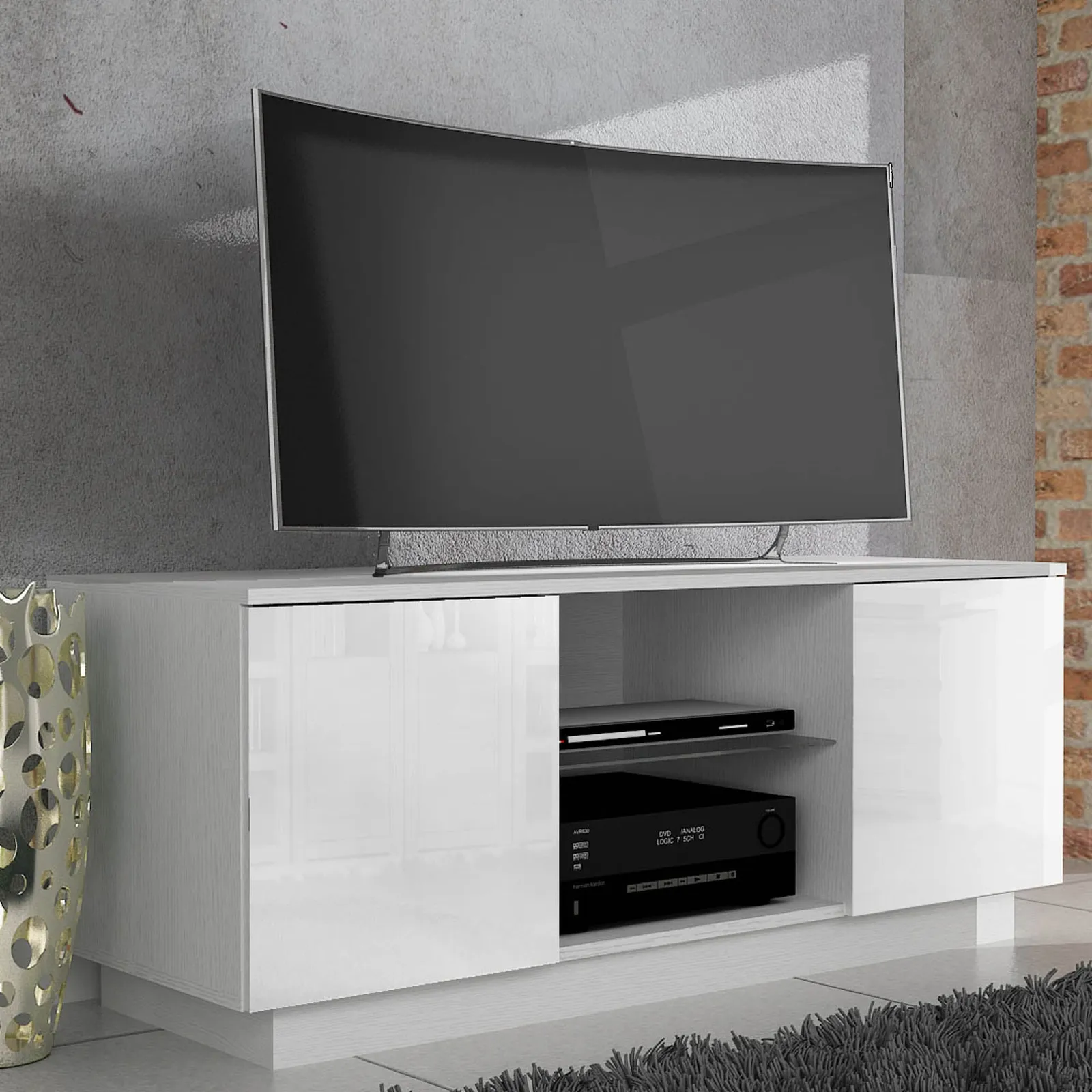 Lima White High Gloss TV Stand White