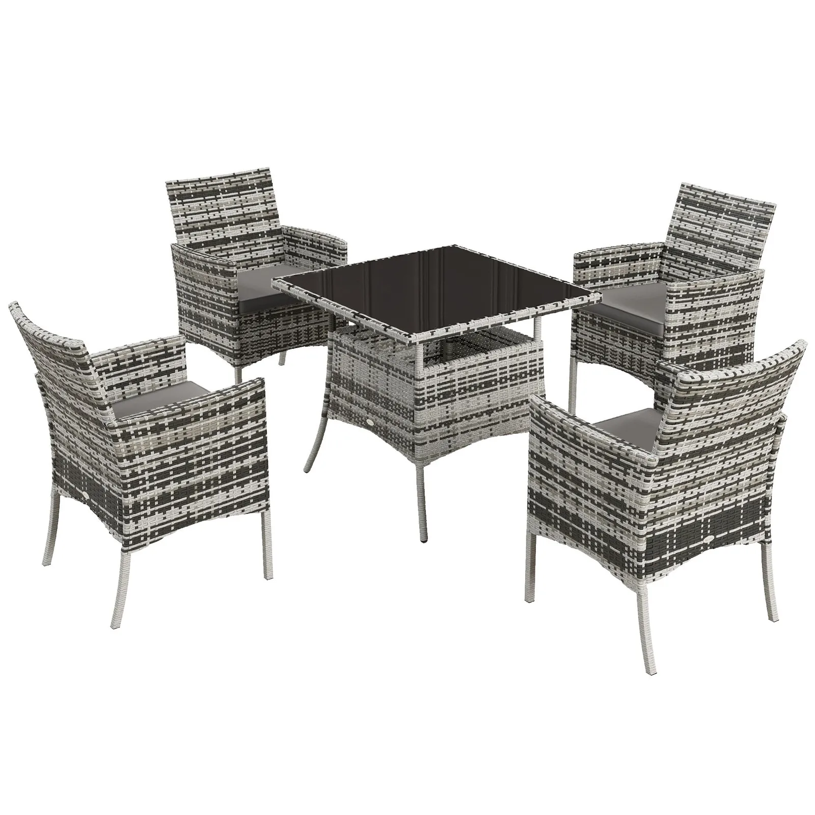 OUTSUNNY 4 Seater Rattan Garden Furniture Set Patio Conservatory - Grey 2
