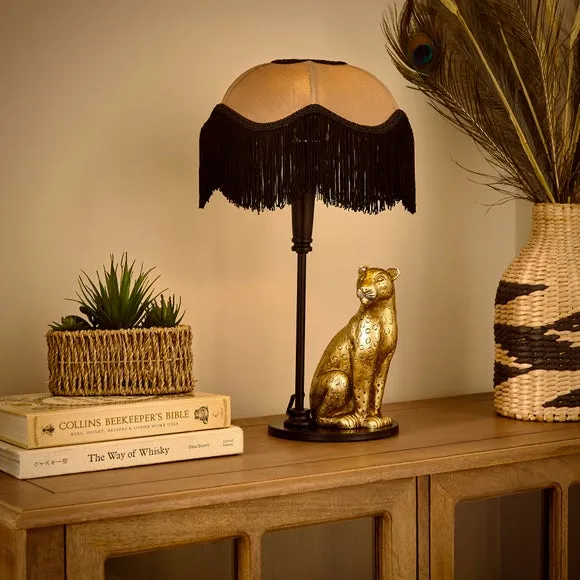 Kindra Fringed Leopard Table Lamp 2