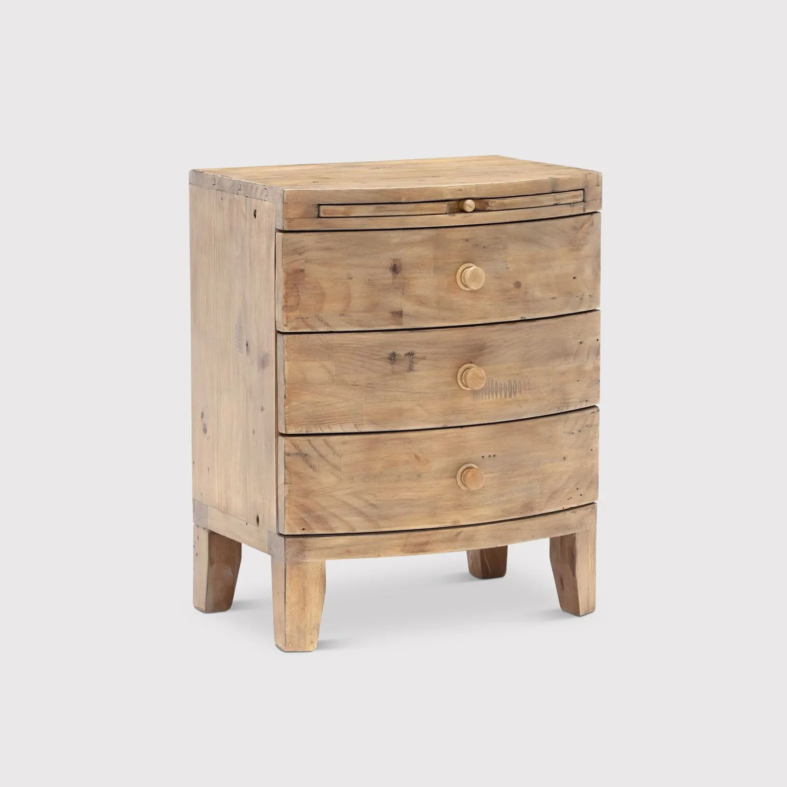 Lewes 3 Drawer Wide Bedside Table, Neutral Wood | Barker & Stonehouse