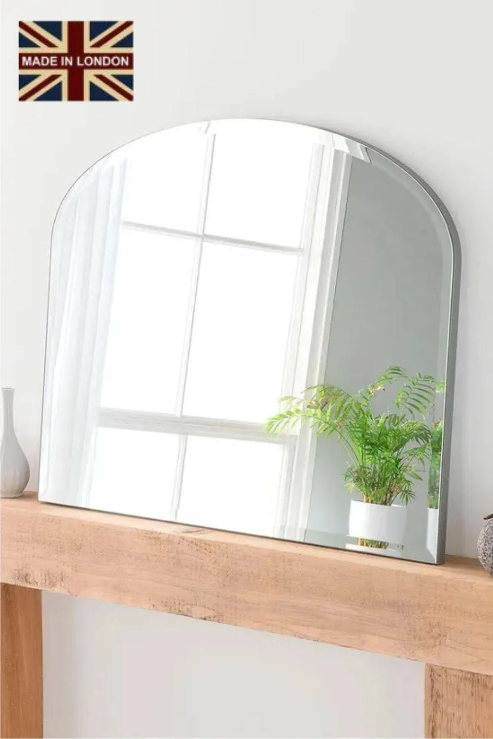 Yearn Mirrors Minimal Bevelled Mantle Mirror Silver 91(w) x 69cm(h)