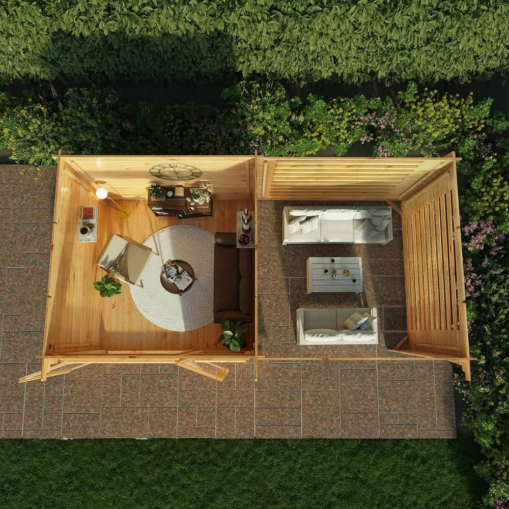 Mercia 6 x 3 m Elite Pent 28 mm Log Cabin with Slatted Area in Light Tan 5