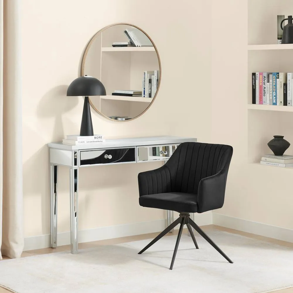 FurnitureboxUK 2x Calla Black Velvet Swivel Dining Chairs 6