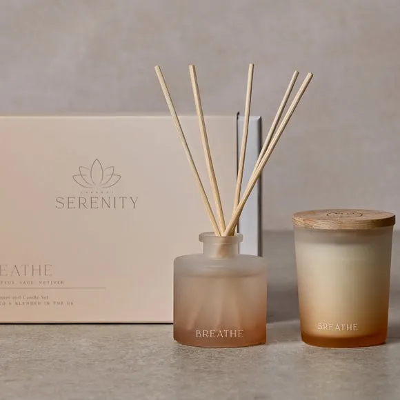 Serenity Breathe Eucalyptus Sage & Vetiver Candle & Diffuser Gift Set 3