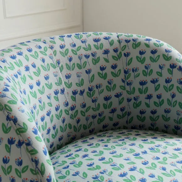 Tulip Floral Print Curved Swivel Accent Chair 3