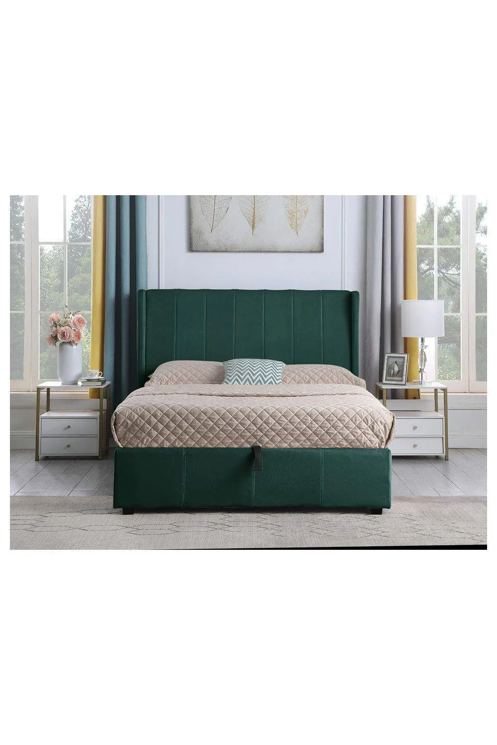 Seconique Amelia Plus 5' King Storage Bed in Dark Green 2