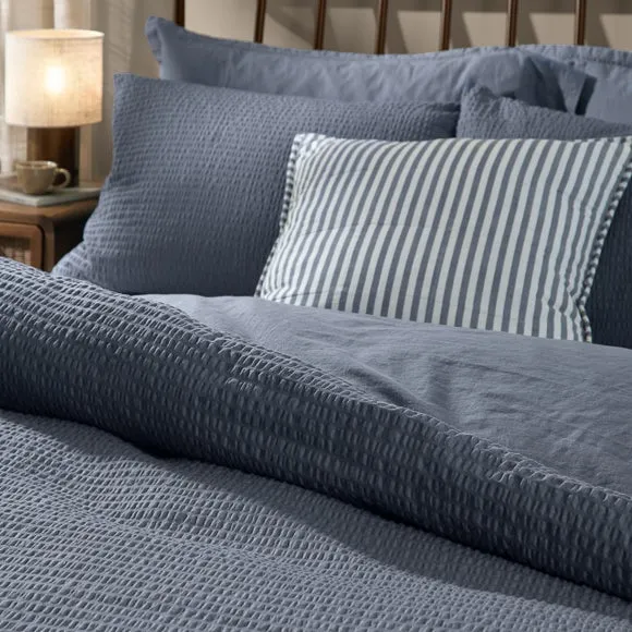 Yard Hebden Seersucker 100% Cotton Duvet Cover & Pillowcase Set 2