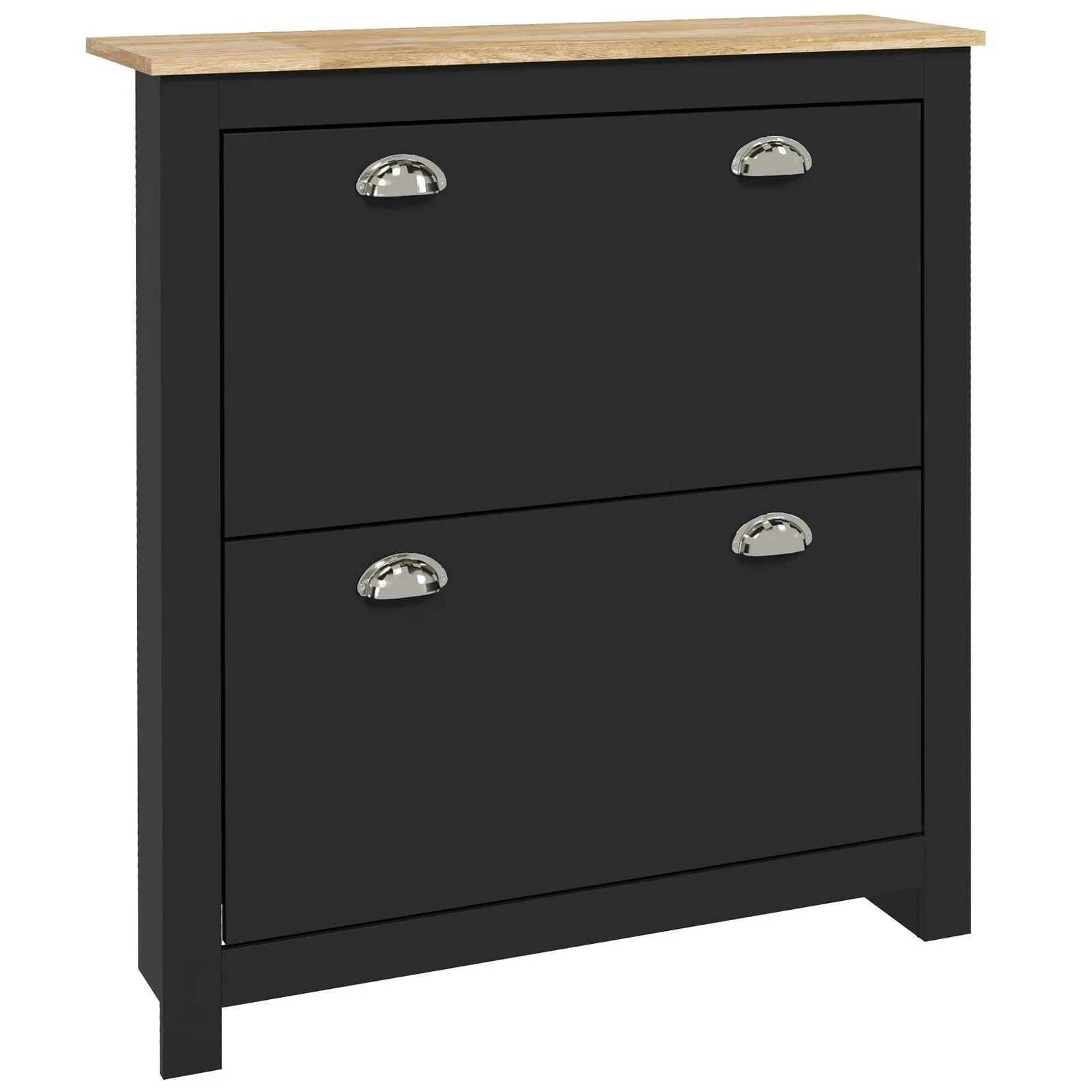 HOMCOM 2 Drawer Shoe Cabinet Narrow Shoe Cupboard with Flip Doors, Black 2