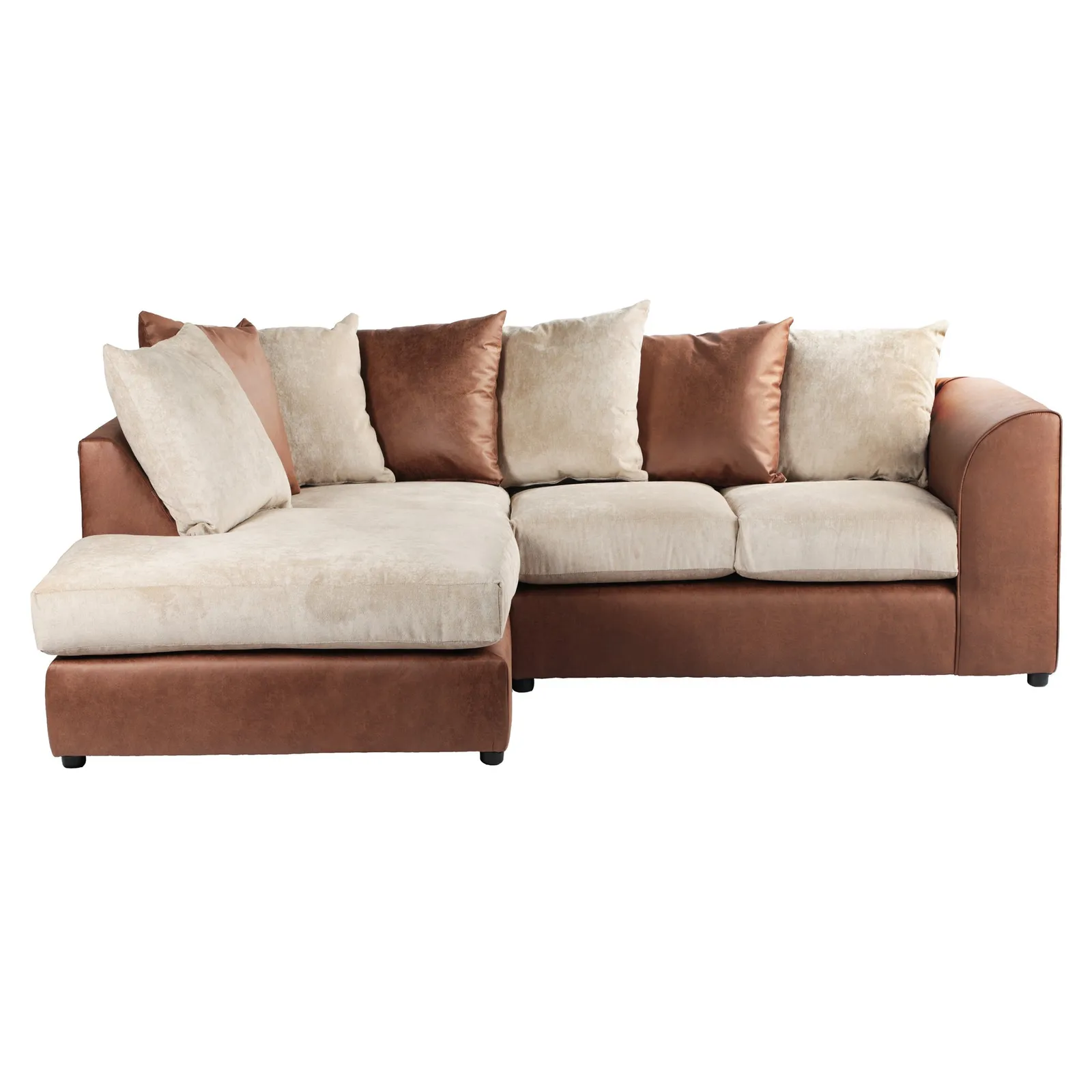 Blake Fabric Combo Left Hand Corner Sofa Brown