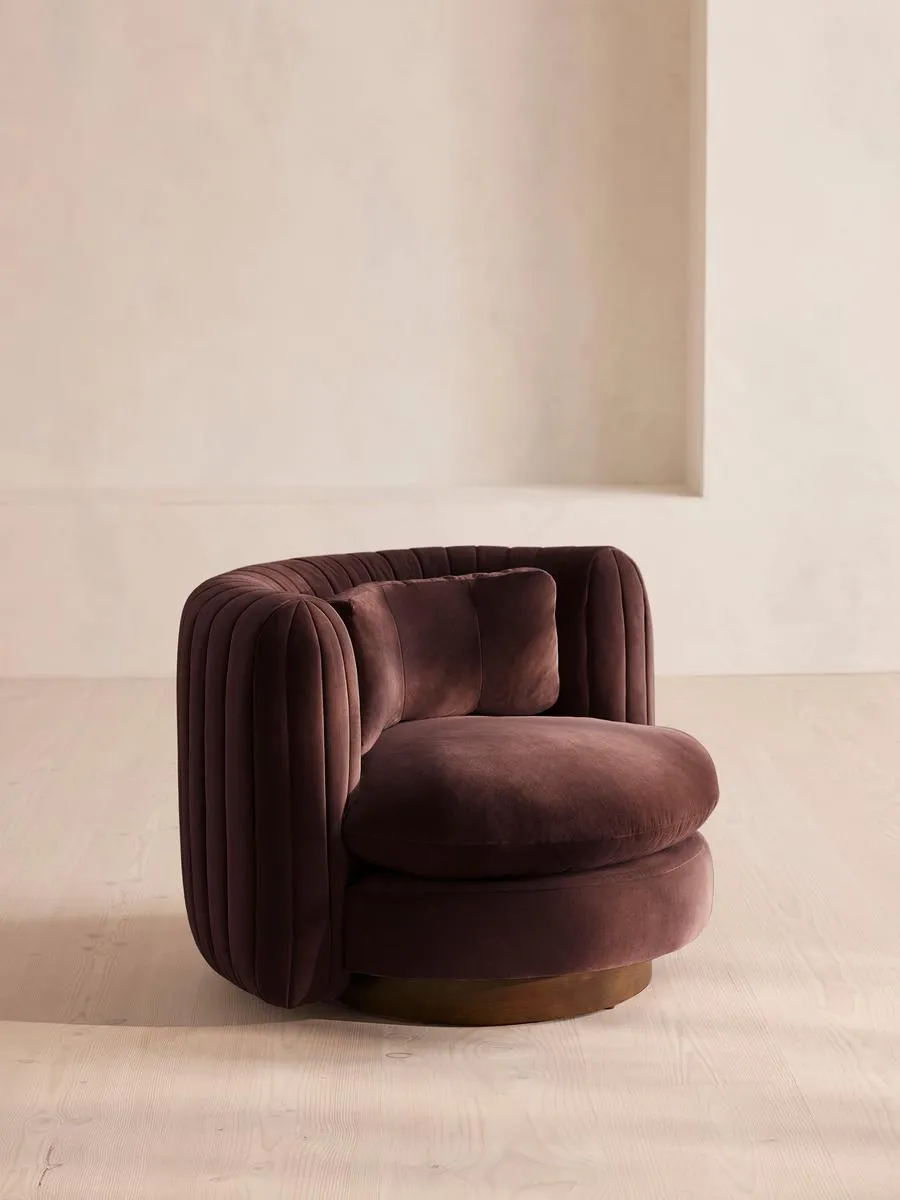 Vivienne Armchair, Velvet, Aubergine