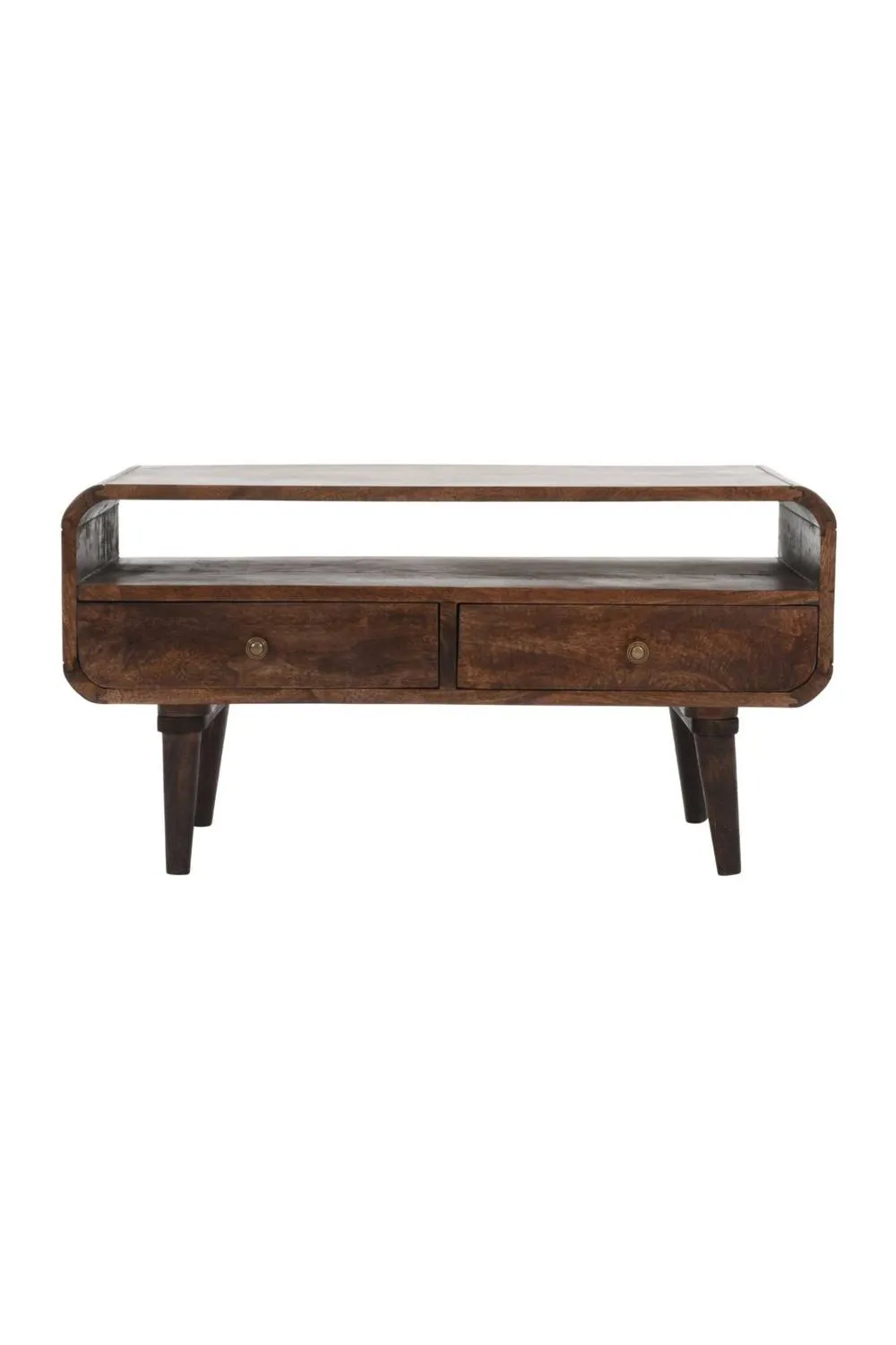 IH Design Rowledge Dark Mango Wood TV Stand 2 Drawers in Dark Brown 3