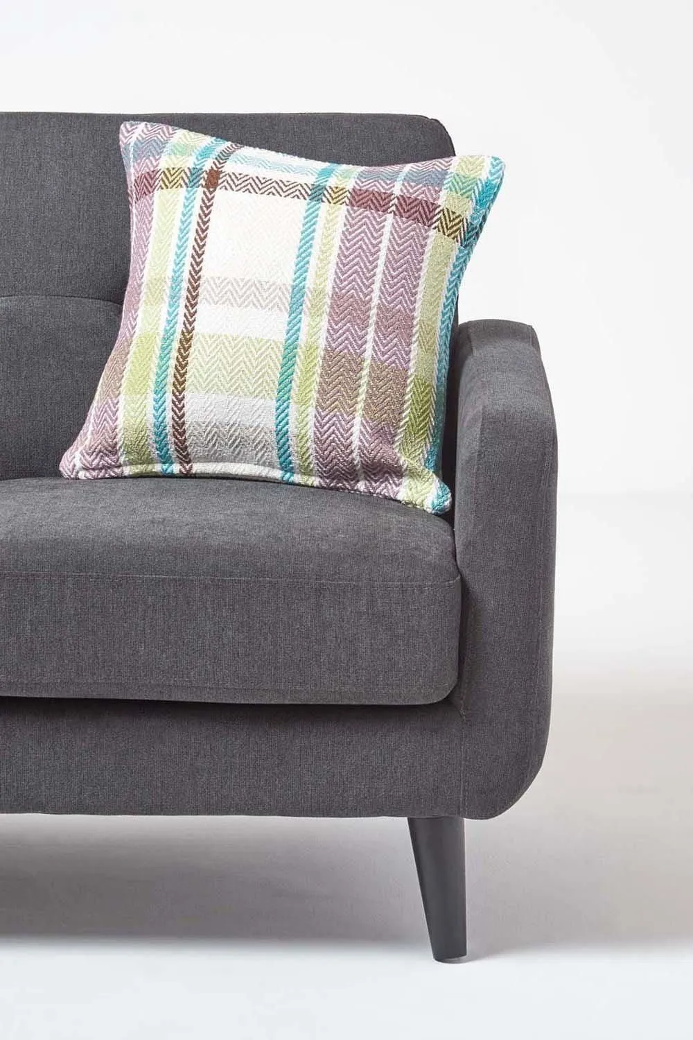 Homescapes Tartan 100% Cotton Falun Cushion Cover in Green 4