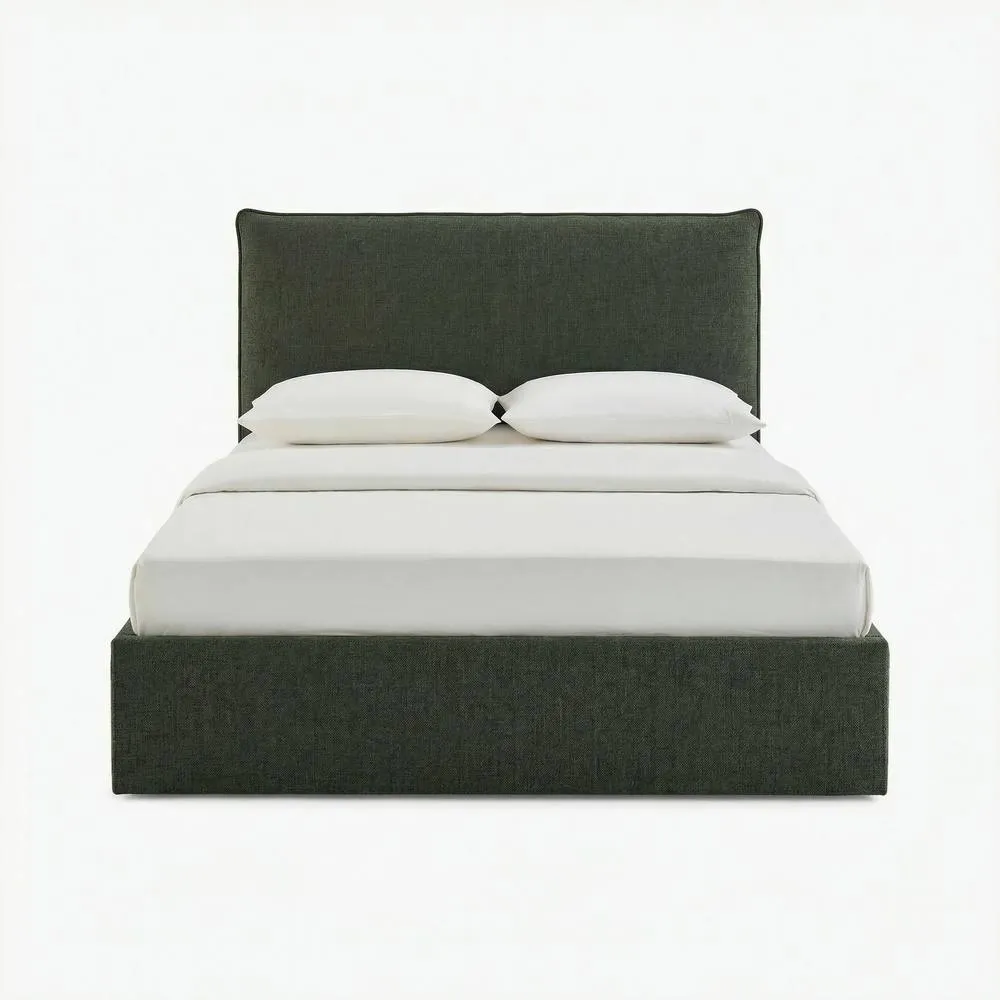 FurnitureboxUK Tilly Green Fabric Ottoman Double Bed Frame 3