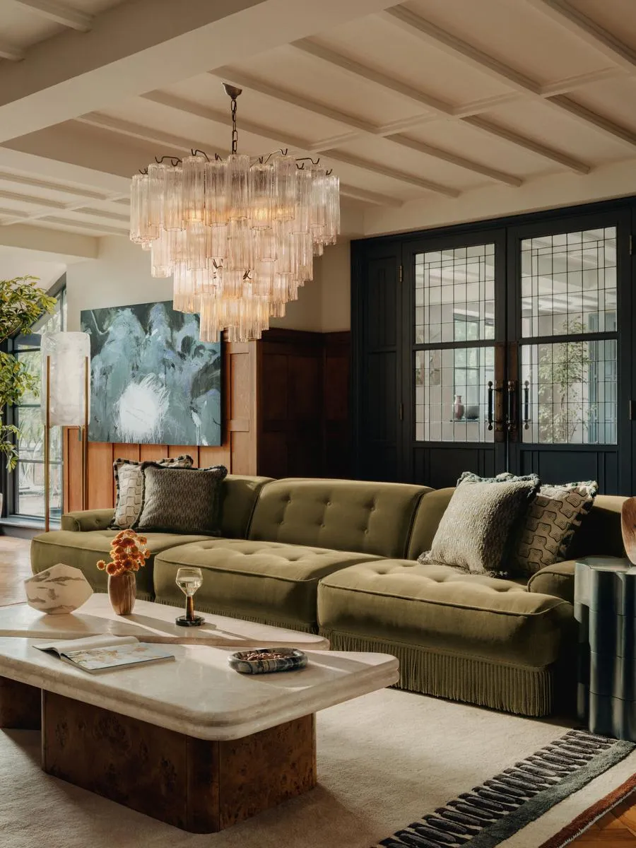 Elowen Modular Sofa, Four Seater, Velvet, Lichen