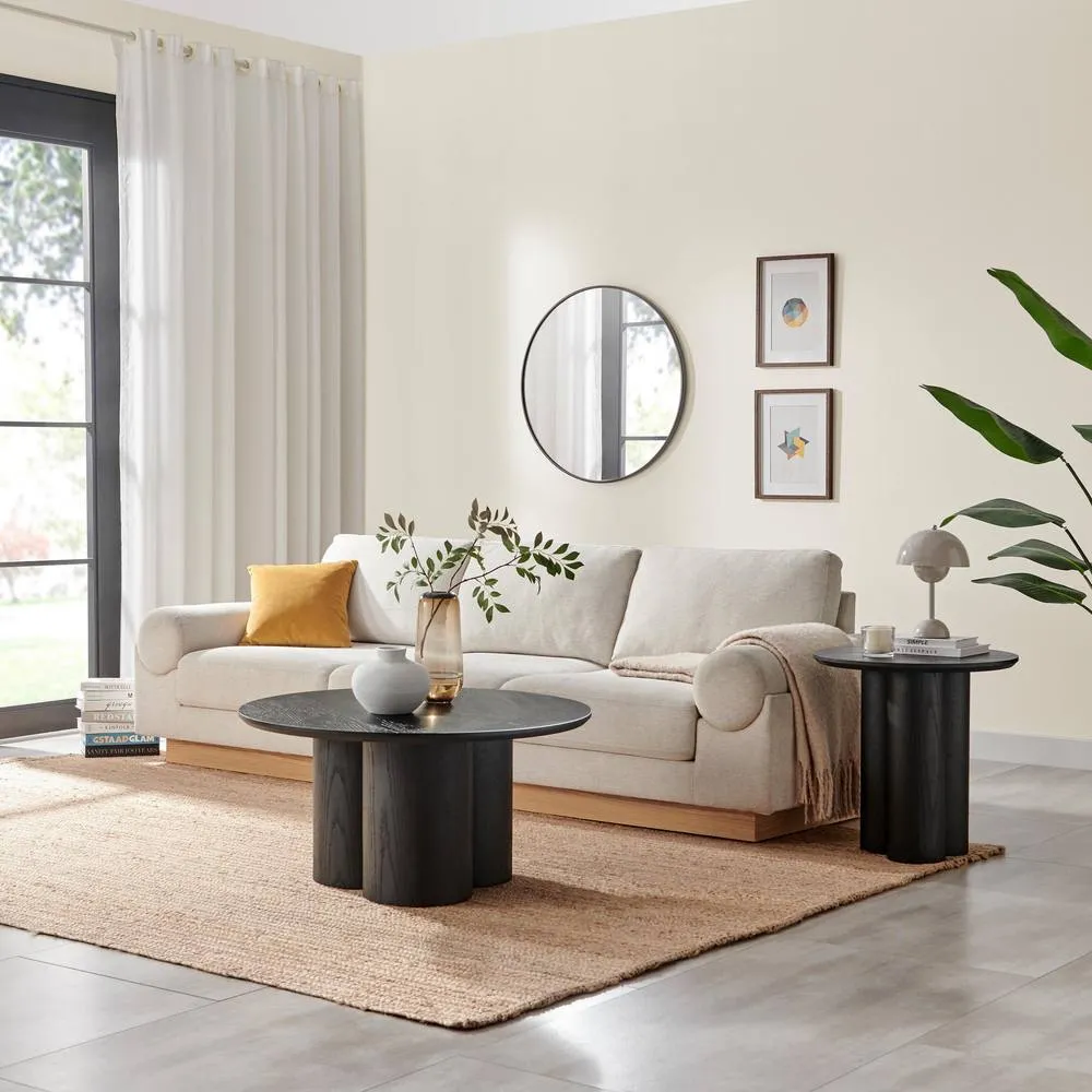 FurnitureboxUK Sutton Round Black Veneer Wood Coffee Table
